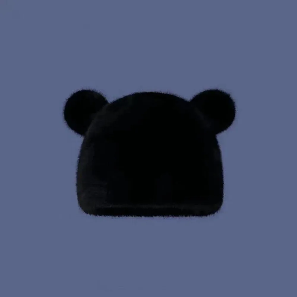 

Lovely Winter Faux Fur Hat Fluffy Casual Bear Ear Hat Outdoor Warm Women's Beanie Hats Female