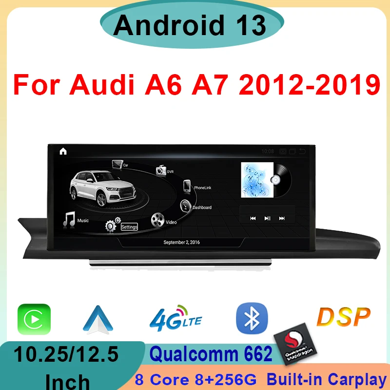 

Qualcomm Android 13 Multimedia Player For Audi A6 A7 C7 2012-2019 Car Radio Carplay Head Unit Stereo Auto GPS 4G Touch Screen