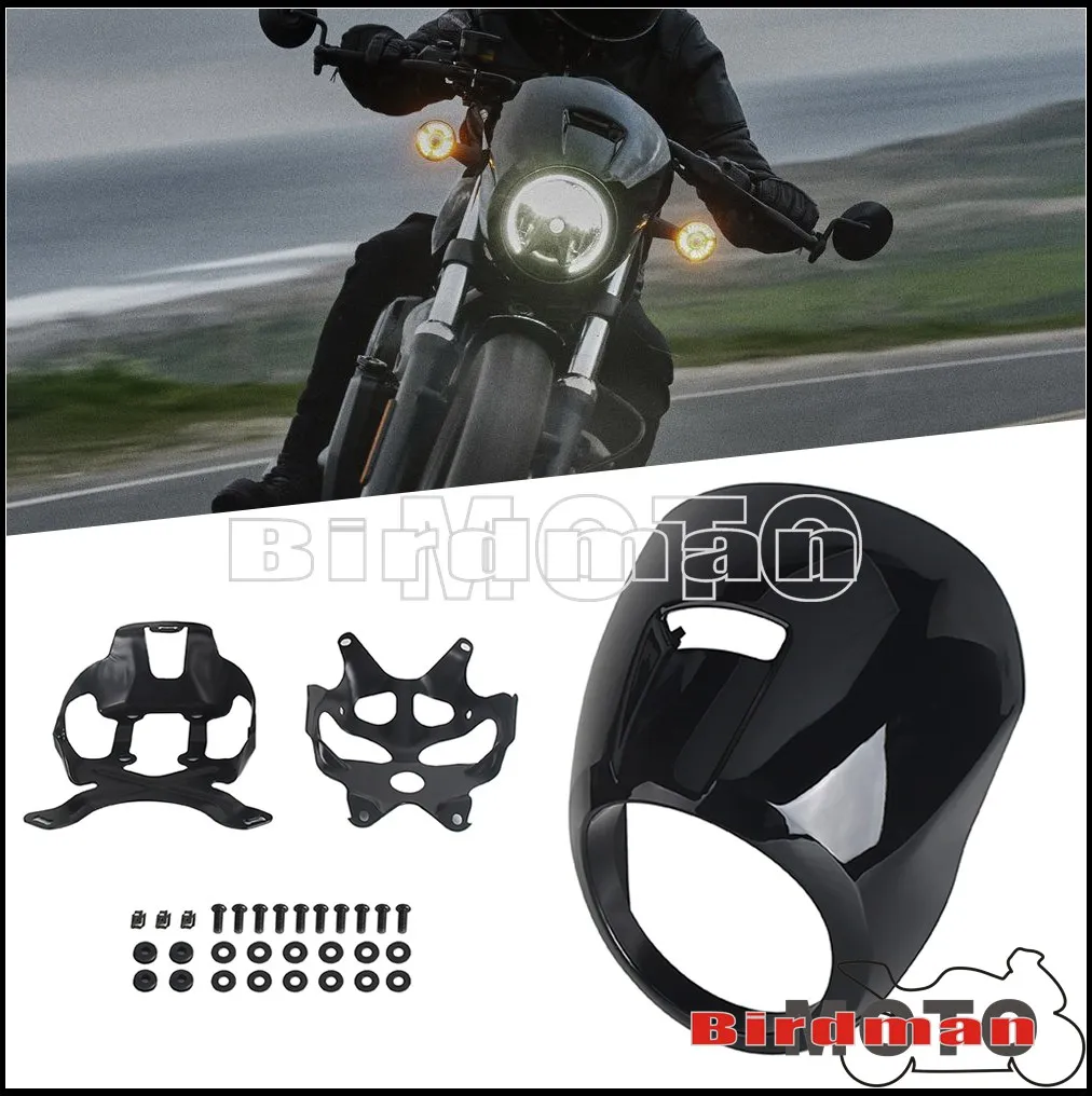 

For Harley Nightster 975 RH975 RH 975 2022 2023 2024 Motorbike Front Mask Headlight Fairing Cover Front Headlamp Cowl Mask Black