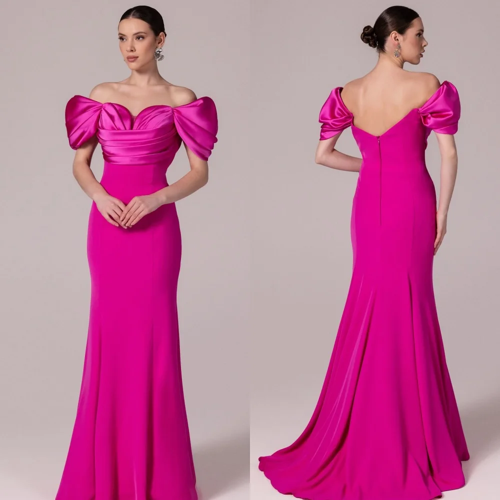 

Customized Modern Style Fashion Jersey Draped Mermaid Off-the-shoulder Long Dresses Bespoke Occasion Dresses Elegant Classic