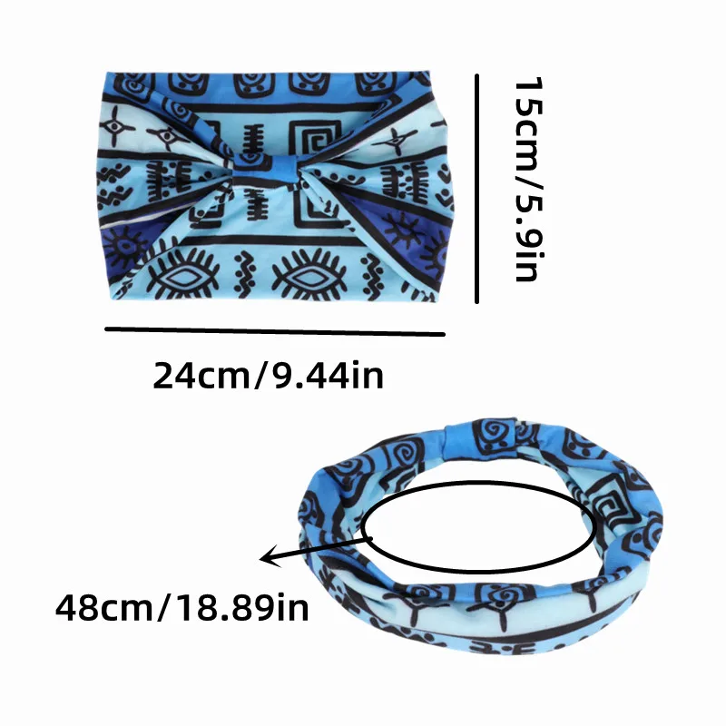 Cotton Stretch Headband African Pattern Print Twist Style Elastic Hair Band Wide Hairbands Bandana Turban Knot Headwrap DIY