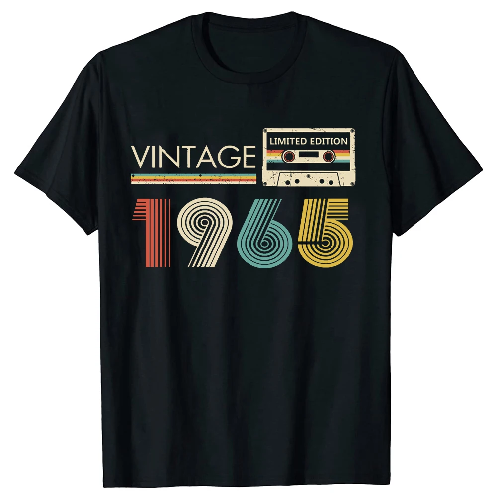 Cassette Vintage 1965 59th 59 Years Old Birthday Party Men T Shirts Limited Edition Retro Graphic Tee Cotton Classic T-shirts