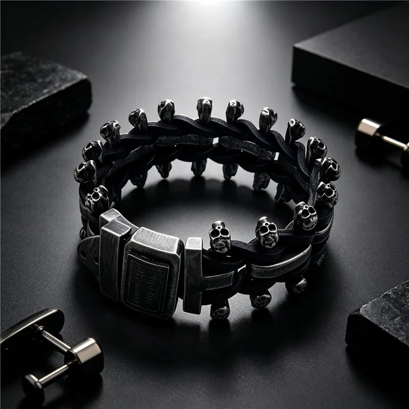 KALEN 42mm Wide Brushed Stainless Steel Bracelet for Men Biker Punk Rock Creative Accessories Fashion Jewelry Graduation Gifts