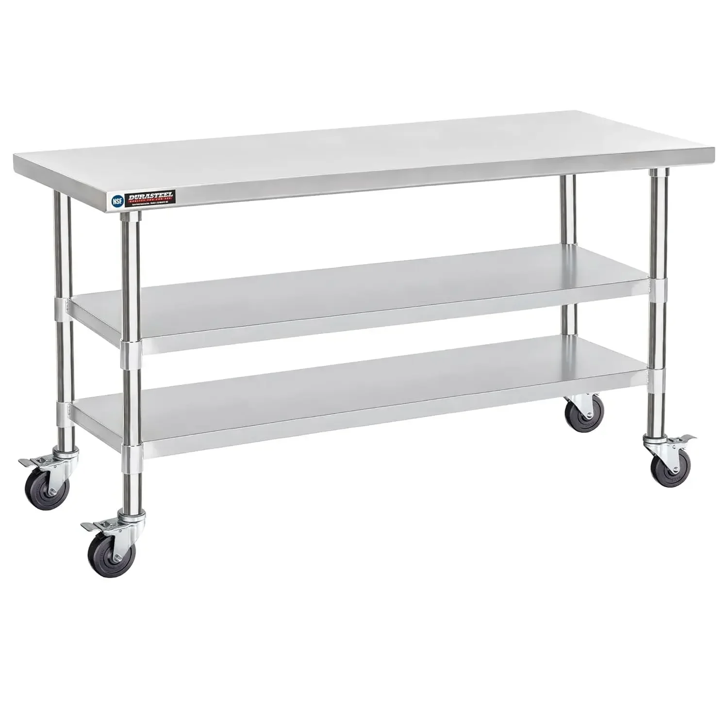 

Stainless Steel Work Table 30" x 72" x 34" Height w/ 4 Caster Wheels - Food Prep Commercial Grade Worktable