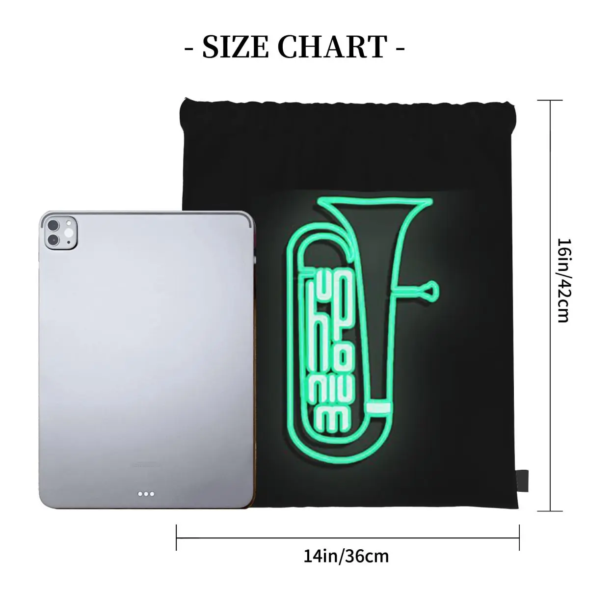 Neon Euphonium Backpacks Casual Portable Drawstring Bags Sports Bag Book Bags For Travel Students