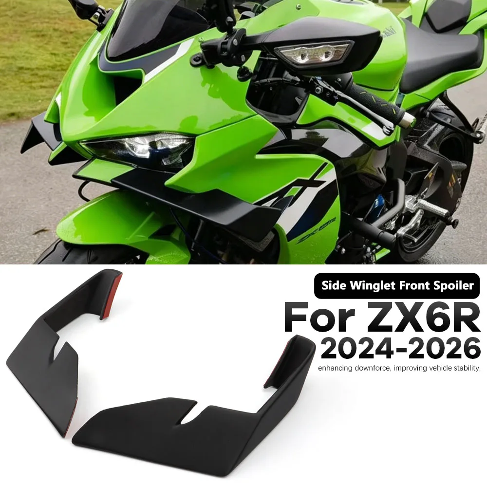 

Motorcycle Side Winglet Fit For Kawasaki ZX-6R（ZX6R）2024-2026 Front Spoiler Fixed Lower Lip Wing Side Winglet zx6r
