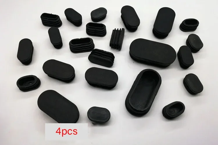 4pcs Oval Plastic Black Tube Inserts End Caps Seal Plugs Pipe Insert Tube Pipe Section Cover Furniture Chair Desk Covers