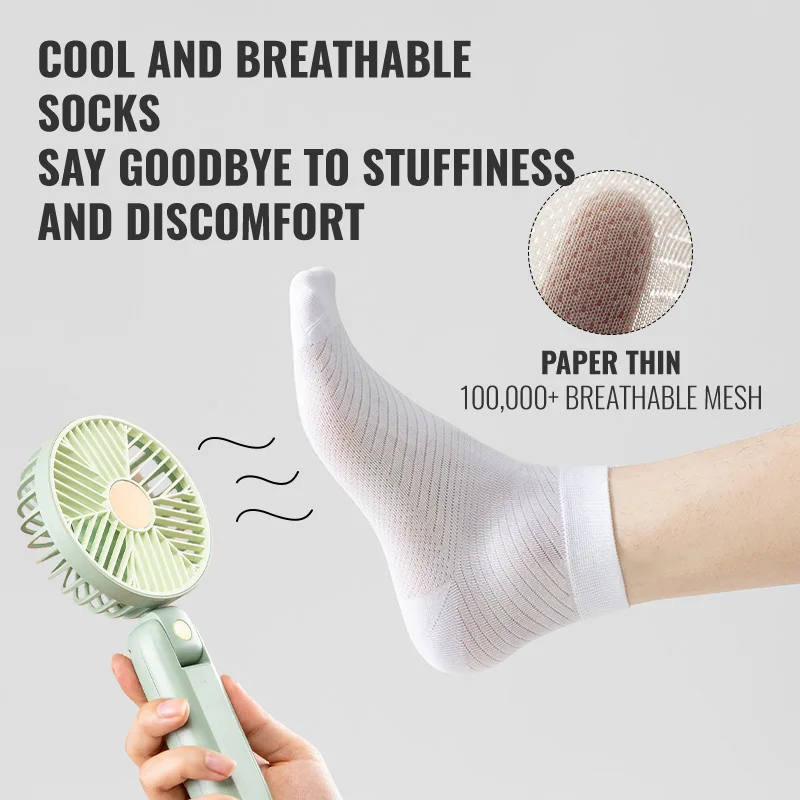 MiiOW Ice Silk Modal Socks Summer Thin Long Socks Men Breathable Mesh Antibacterial Sports Cotton Middle Tube Crew Sock Business