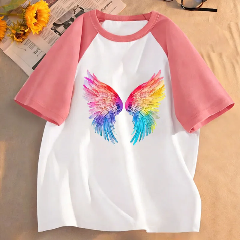 Cute Colorful Wing T Shirts Graphic Short Sleeve Kids Children's T-shirt Boys Girls Summer Spring Casual Top Tee Shirt
