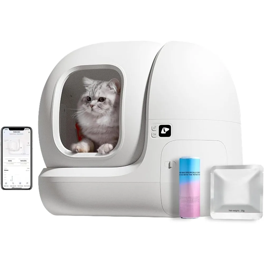 Cat Bedpans, Automatic App Control Smart Litter Box with 76L X-Large Space, N50 Odor Eliminator,Intelligent Litter Box