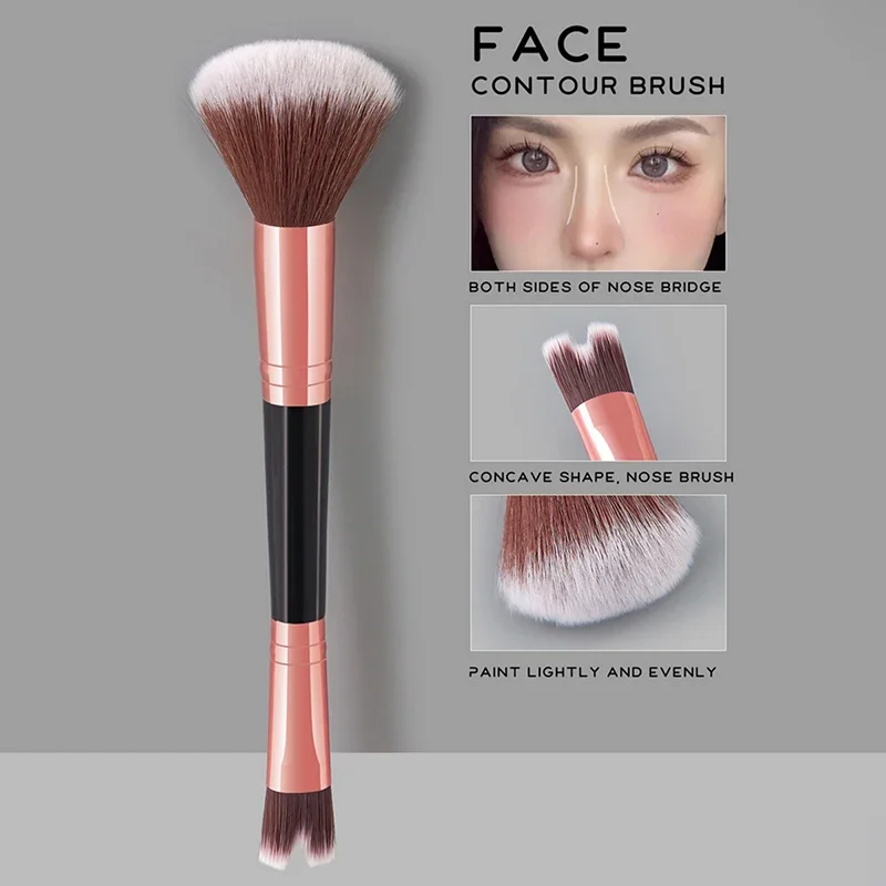 Nose Contour U-Shaped Makeup Brush Dual-End Nose Shadow Foundation Highlighter Brush Blush Brush Face Beauty Cosmetics Tools
