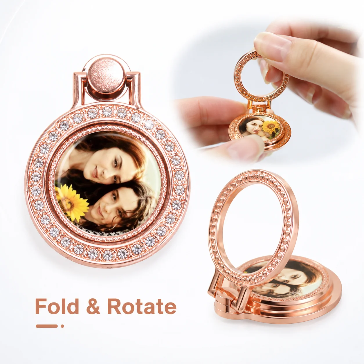 Custom Photo Glitter Mobile Phone Holder Ring Grip