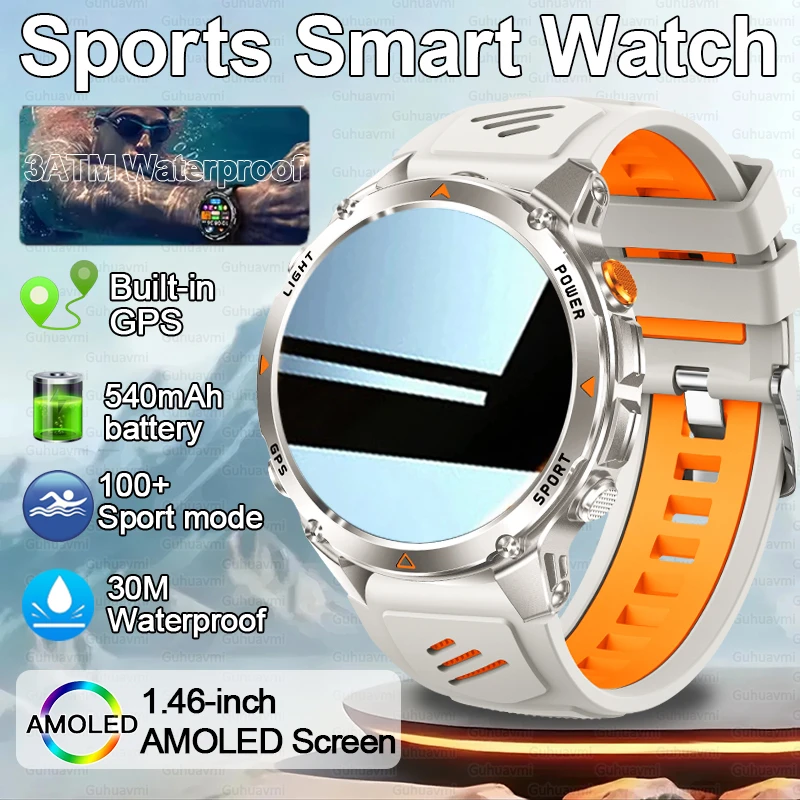 

GUHUAVMI New Dual-band GPS Sport SmartWatch Men's Compass 540mAh Battery 30M Professional Waterproof Swimming Smart Watches 2025