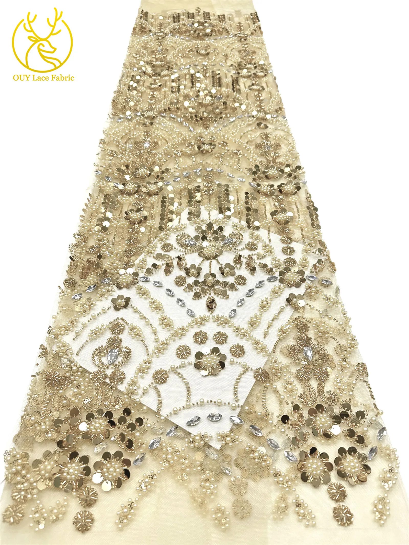 Afrikanischer Spitzenstoff in Traubenlila, französische Pailletten, bestickte Spitze, glitzernde Strass-Spitze für Brautkleider zum Nähen – Detail 13