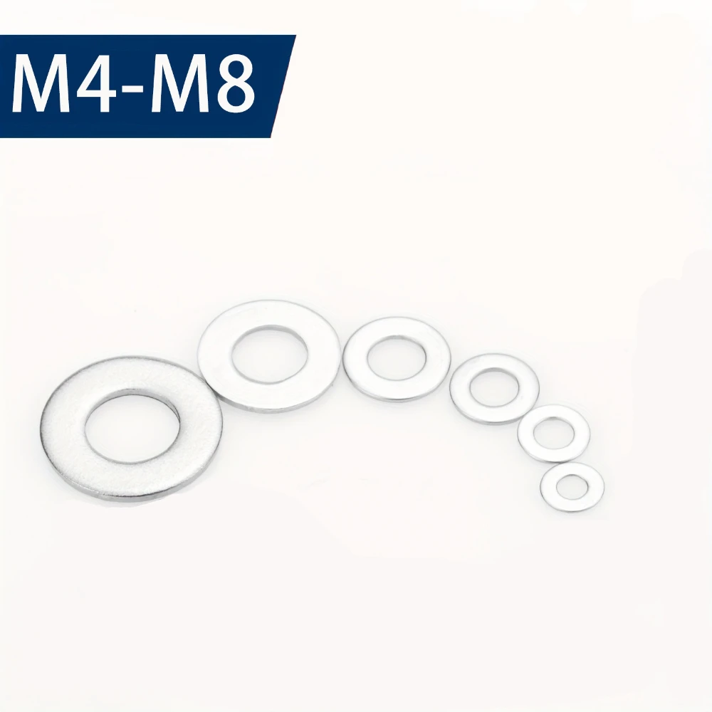 

95pcs M4 M5 M6 M8 304 Stainless Steel Flat Washers Gaskets Metal Screws Round Metal Meson Sealing Washers Gasket Fasteners
