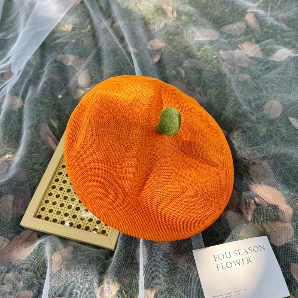 

Apparel Accessories Funny Orange Berets Cute Casual Tomato Cap Vintage Creative Painter Hat Street
