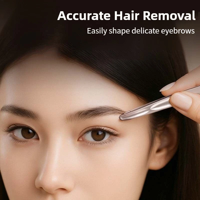 tainless Steel Precision Tweezers for Eyebrow Eyelashes Beard & Mustache - High-Accuracy Round Head, Seamless Clamping