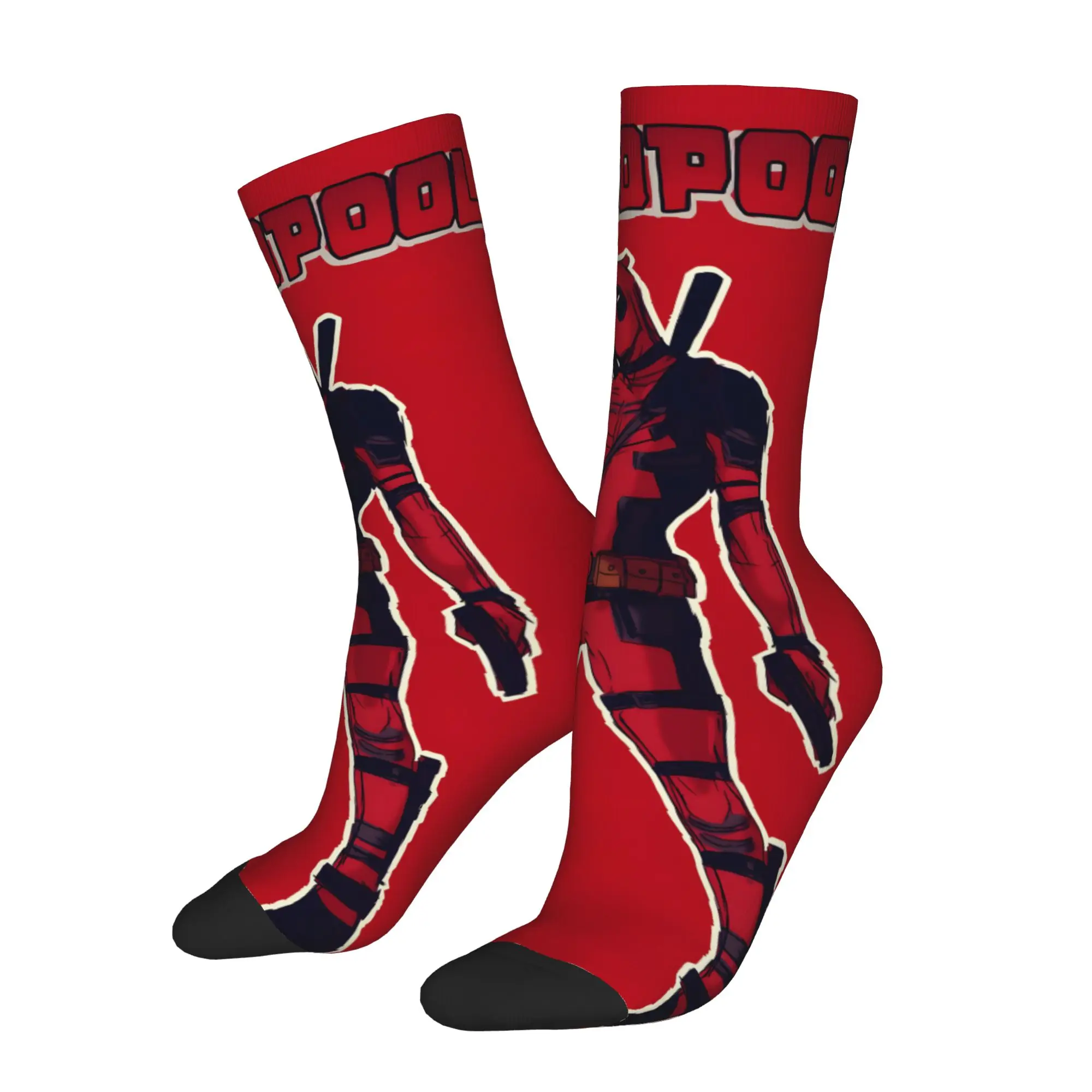 1 par de calcetines retro de Hip Hop para hombre, estilo “Merc with a Mouth”, con estampado divertido de Deadpool y Wolverine, Harajuku, sin costuras.