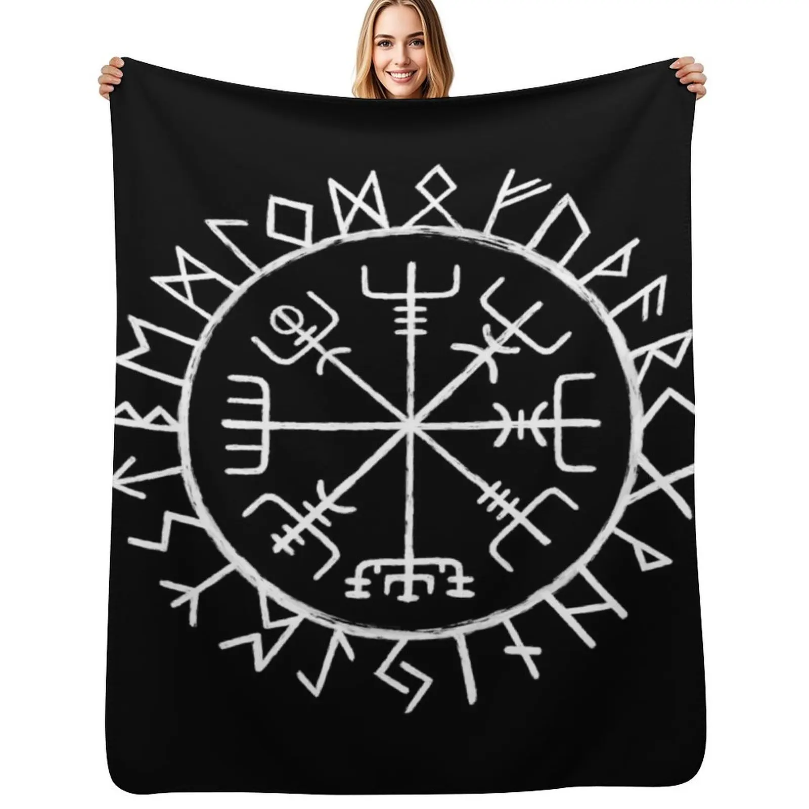 

Nordic Mythology Rune Circle Throw Blanket wednesday Sofa Quilt Comforter Decorative Throw Blankets
