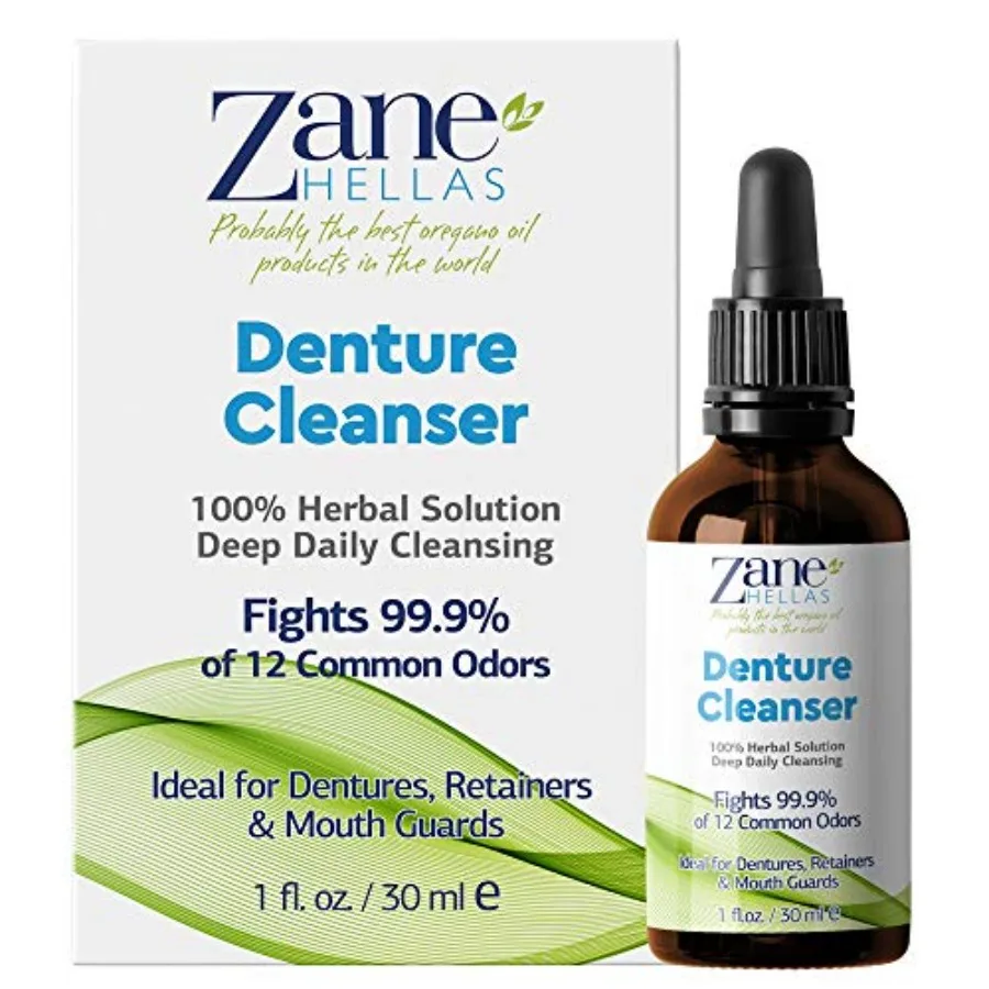 Hellas Denture Cleaner. Oregano Oil Power. Ideal for Dentures, Retainers, Braces, Mouth Guards. Helps Remove Plaque, Tartar, St