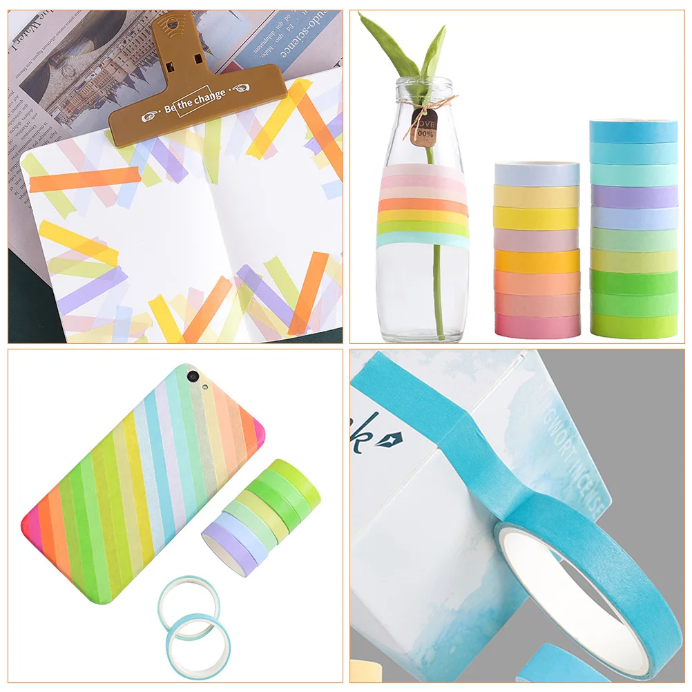 6 لفات معكرون اشي أشرطة قوس قزح ورق زينة الشريط Diy بها بنفسك سكرابوكينغ الحرفية مشاريع لاصق مجموعة