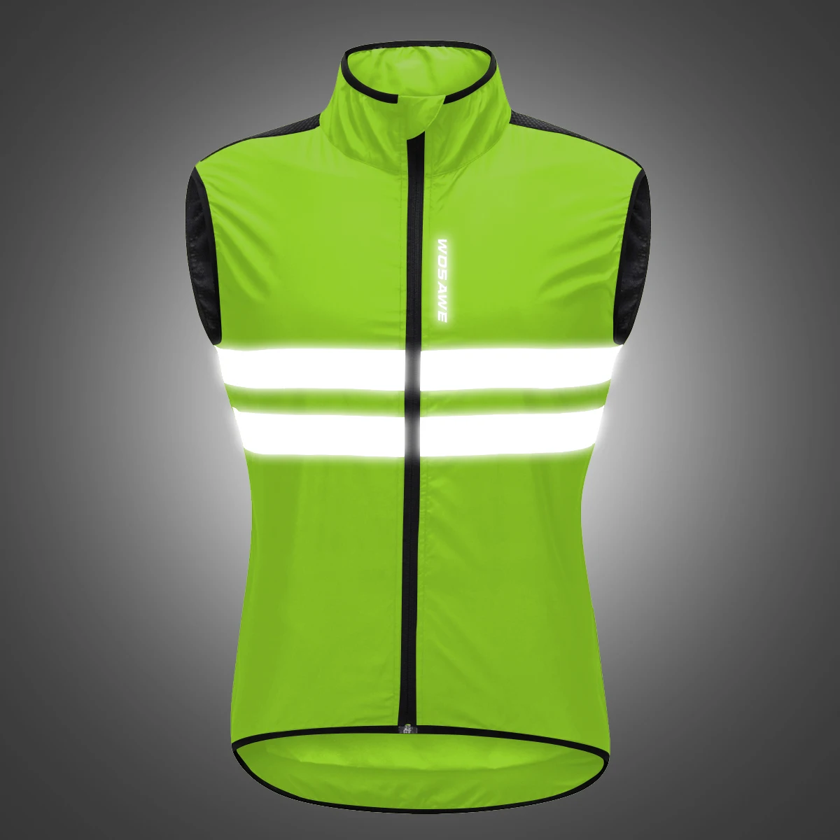 WOSAWE High Visibility Reflective Vest Zipper Front Safety Vest With Reflective Strips Safety Vest For Motorcycle Racing Running