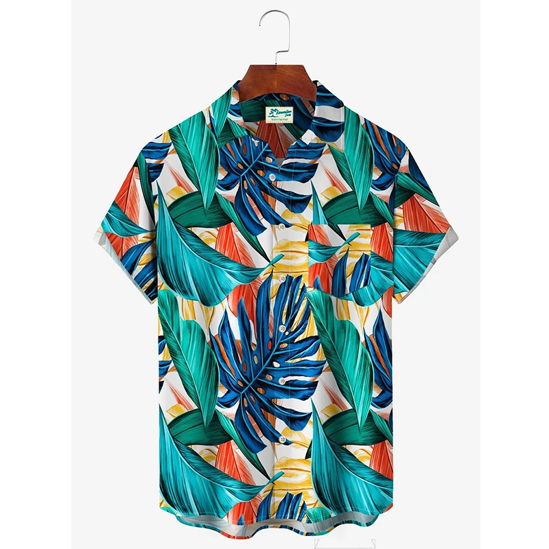 Hawaiian Beach Flower Starfish Pattern Shirt For Men Fashion Hawaii Holiday Party Y2k Tops Blouse Short Sleeve Lapel Camisa Tees