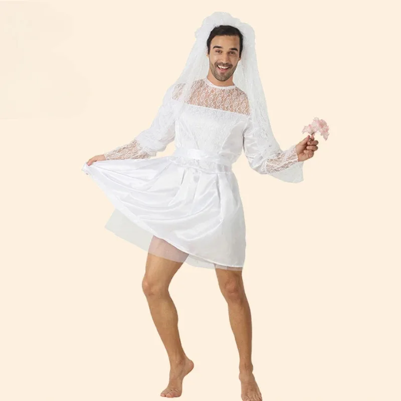 

Carnival Male Bride Dress Up Fun Cross-dressing Women's Role Holiday Party Play Stage Costume Performance Costume