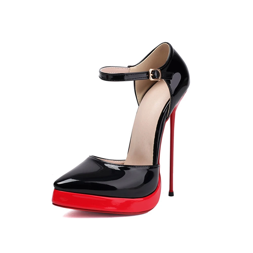 

Women's Patent Leather Platform Stiletto Heels Pointed Toe Ankle Strap D'Orsay Pumps Size 36-43 Dress Party Heels 78007
