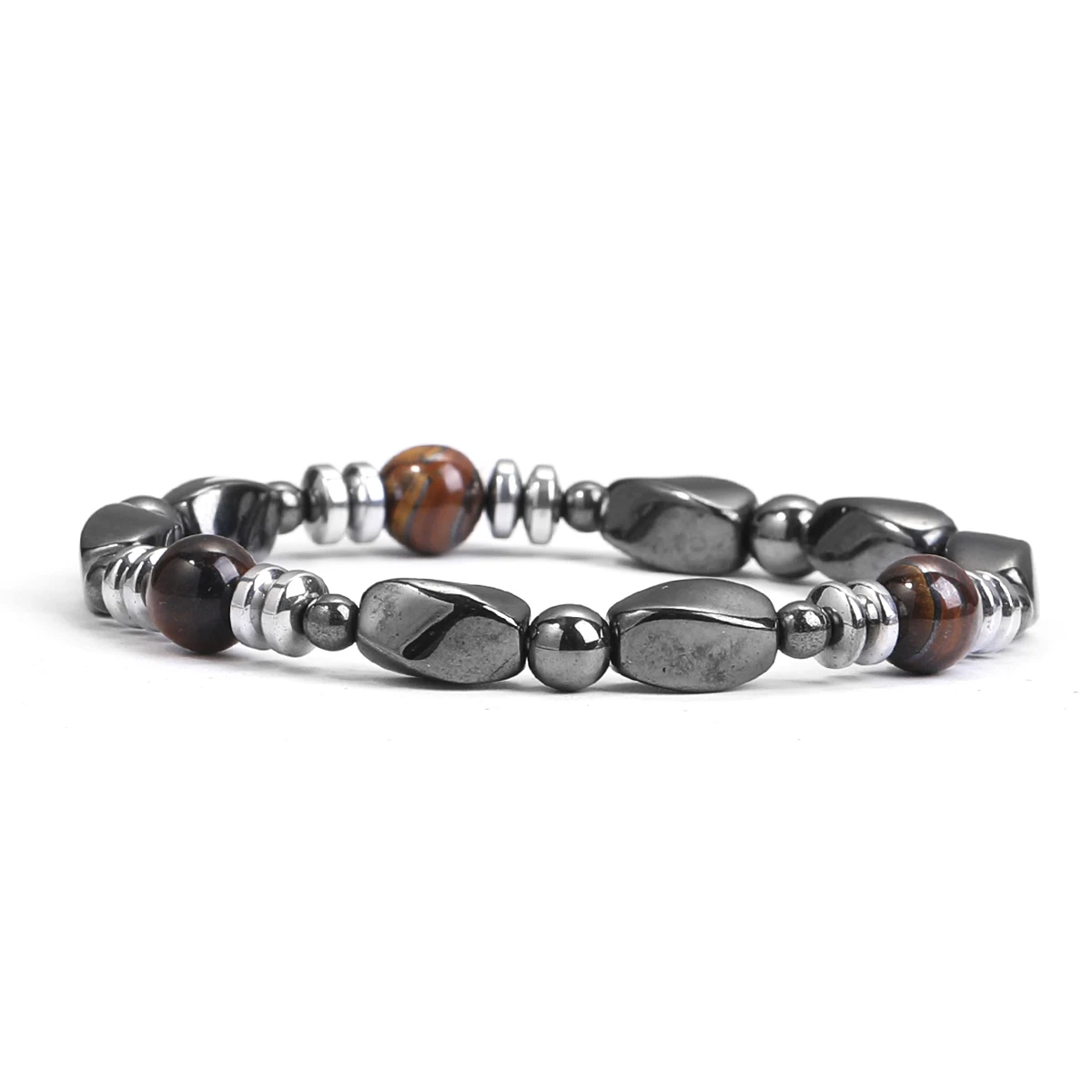 Natürliche Tigerauge Hämatit Stein Spacer Perlen Armbänder Frauen Männer Reiki Heilung Yoga Meditation Elastische Armband Mode Schmuck
