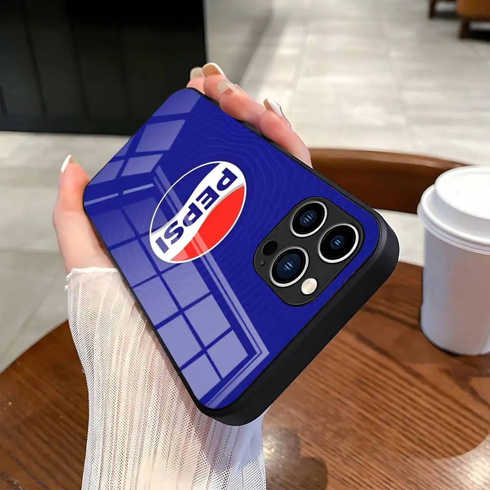 Funda Clásica para Teléfono con Diseño de P-Pepsi Cola para iPhone 17 Pro Max, 15 Pro, 16, 14 Plus, 12, 13 Mini, 11 Pro, Carcasa de Vidrio Antigolpes