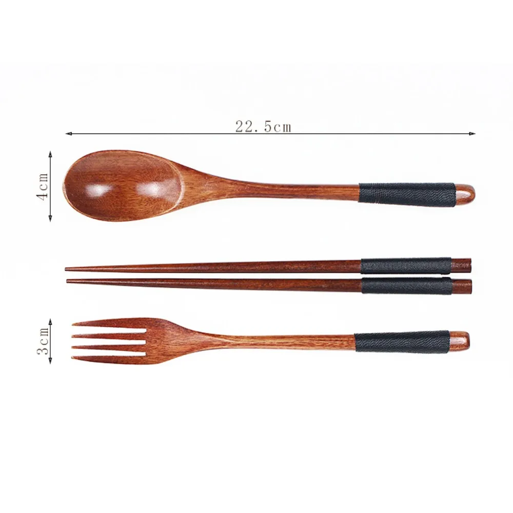 ملعقة وشوكة خشبية، سلسلة أدوات مائدة صديقة للبيئة، مجموعة ملاعق بيضاوية طبيعية مناسبة لبار عيدان تناول الطعام