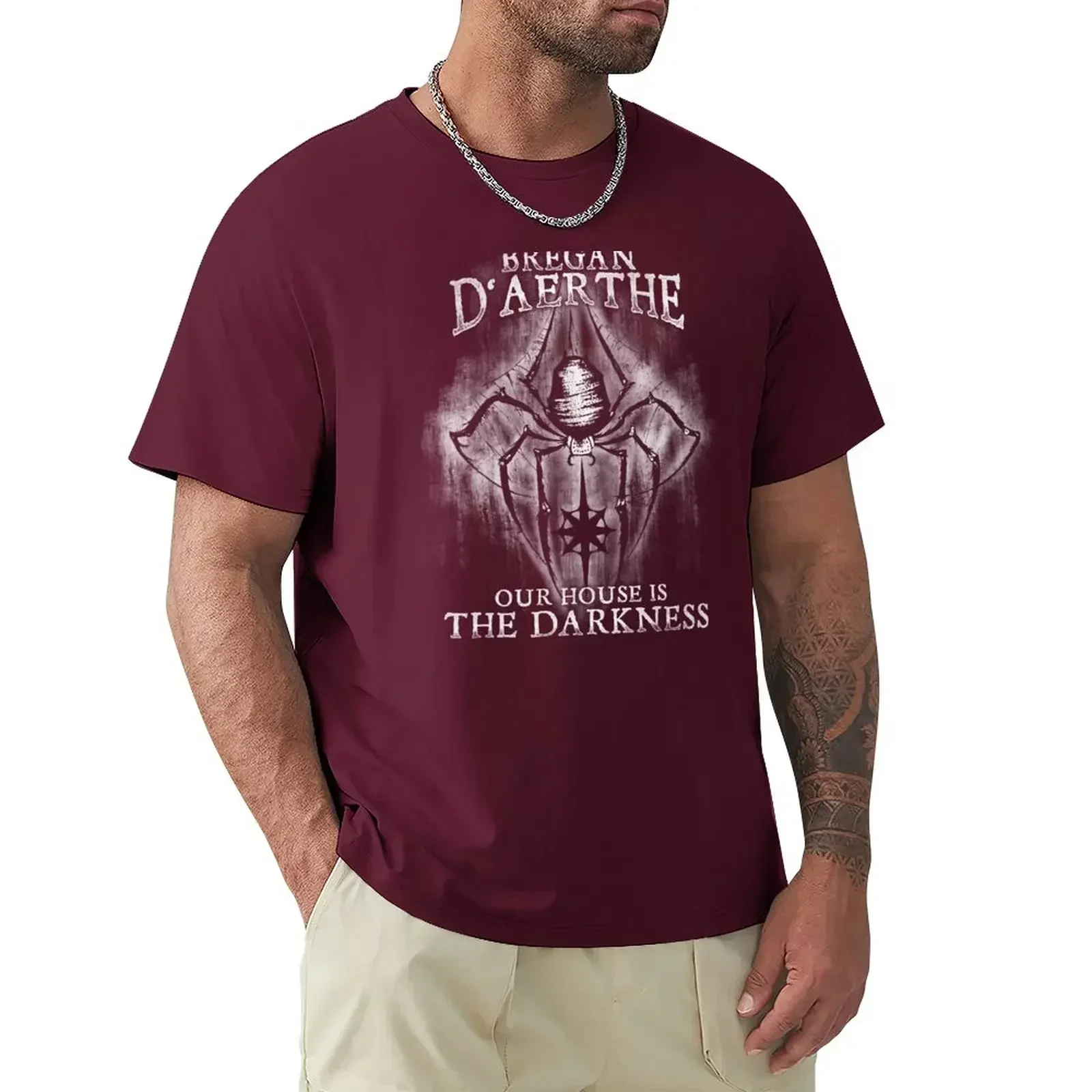 Tops Men's T-shirt Bregan D'aerthe Our House Is Darkness Drow Mercenary Menzoberranzan Jarlaxle The Underdark T-Shirt Funny New