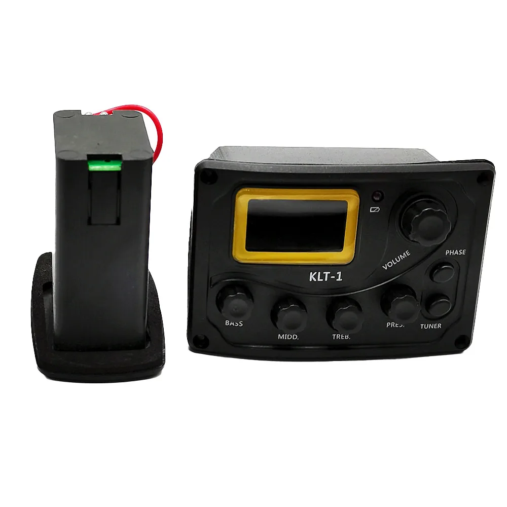 Equalizador EQ de baixo para guitarra acústica KLT-1 de 4 bandas com captador de guitarra afinador de procedding digital