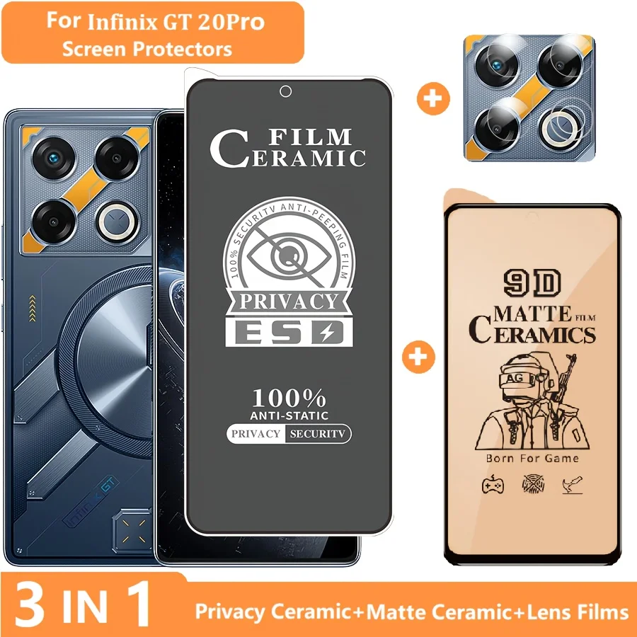 

3-in-1 for Infinix GT30pro / GT20pro Screen Protector Infinix GT 30pro Privacy Film +Lens Film + Soft Ceramic Matte Films