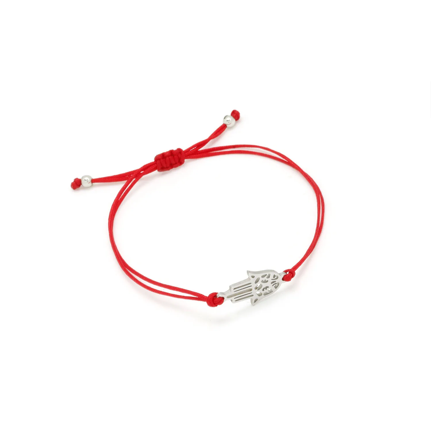 Gold-plated Stainless Steel Hamsa Hand Of Fatima Lucky Charm Bracelet Women Grey Red Black String Handmade With Love Jewelry