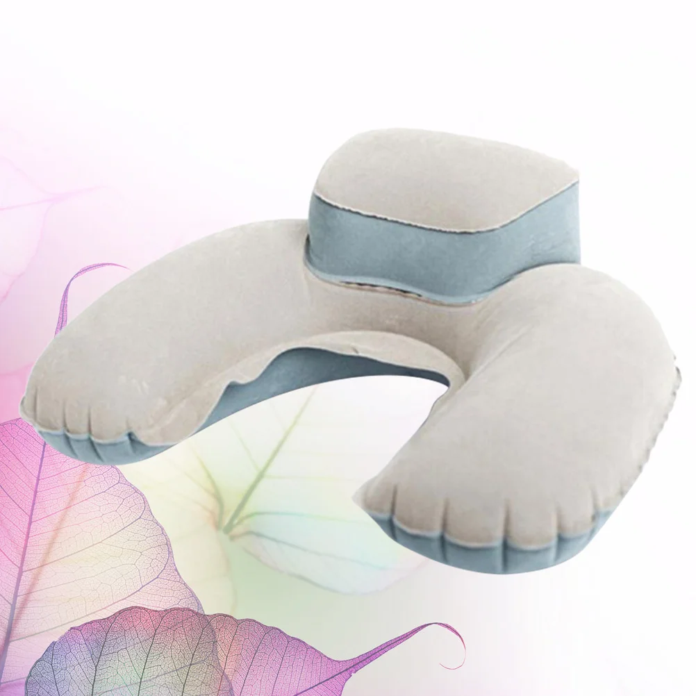 يتدفقون نفخ U شكل وسادة السفر الهوائية رمادي الرقبة رئيس وسادة التخييم في الهواء الطلق سدادة الأذن وشملت الرقبة المحمولة #2