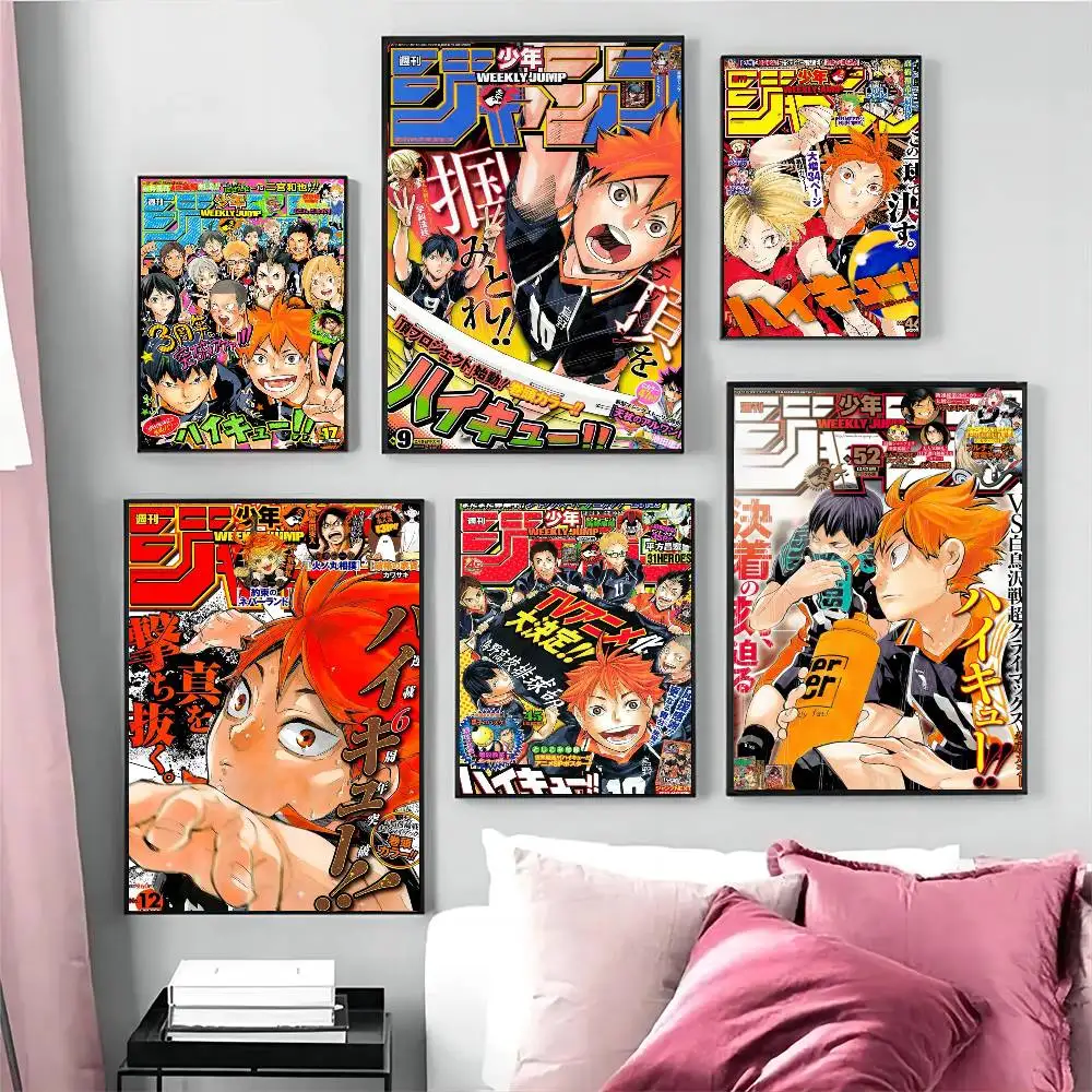 Haikyuu Anime Volleyball Posters Fancy Wall Sticker for Living Room Bar Decoration Room Wall Decor