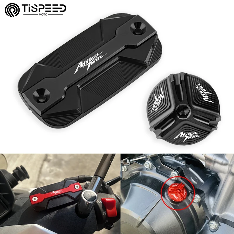 Para Honda Africa Twin CRF1100L CRF1000L CRF 1100 1000 L: Accesorios para motocicleta, tapa del depósito de líquido de frenos delantero y tapa del depósito de aceite del motor