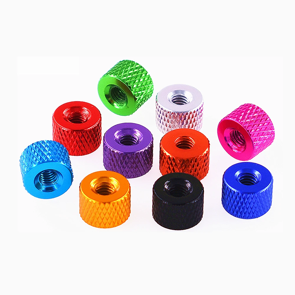 Tuerca redonda de aleación de aluminio para pulgar, pomo de mano de aleación de aluminio, colorida, M3.5, 5 piezas