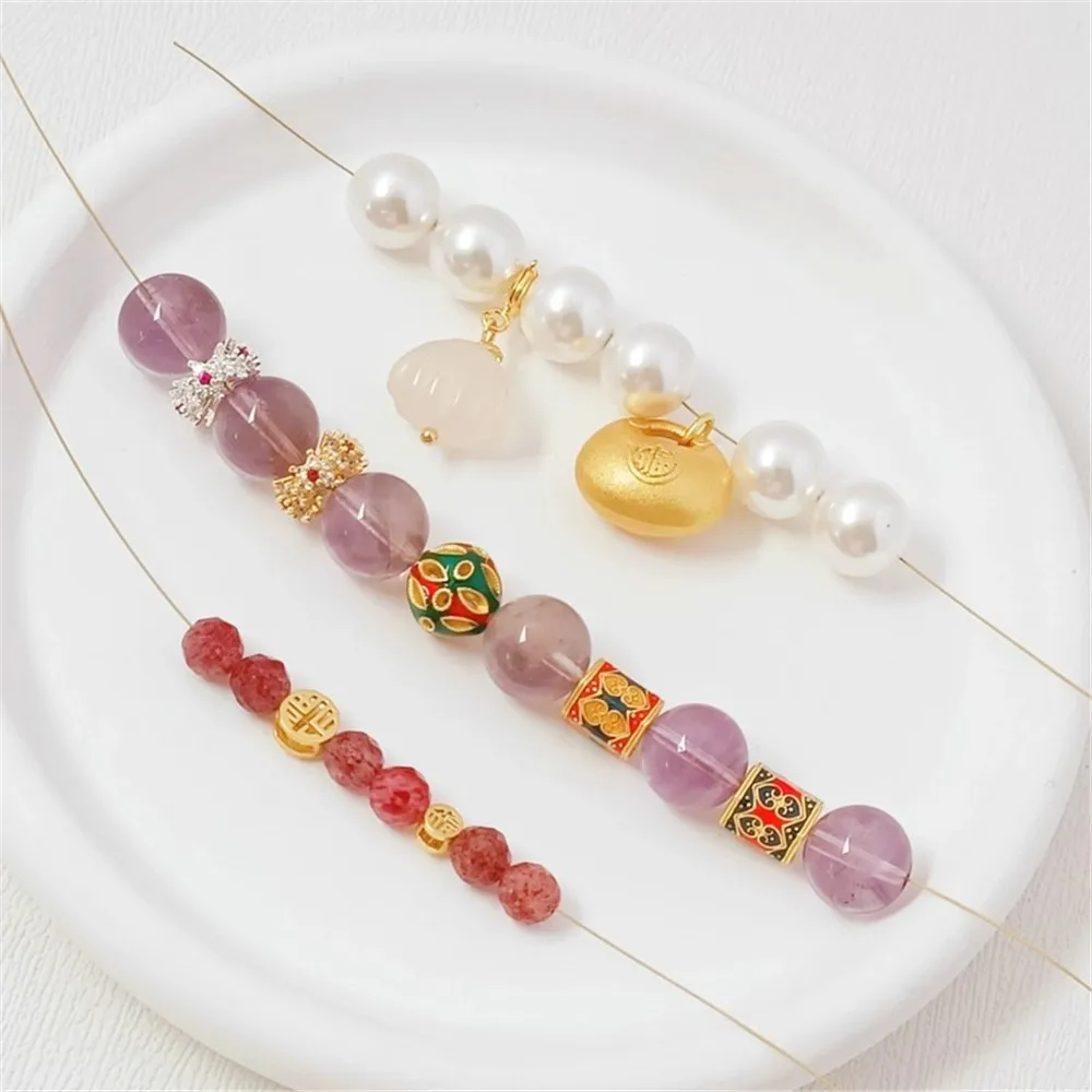 Handcrafted DIY Bracelet Necklace Accessories Gold Sand Gold Oil-dripping Hexagonal Bucket Beads Zircon Running Ring Beads