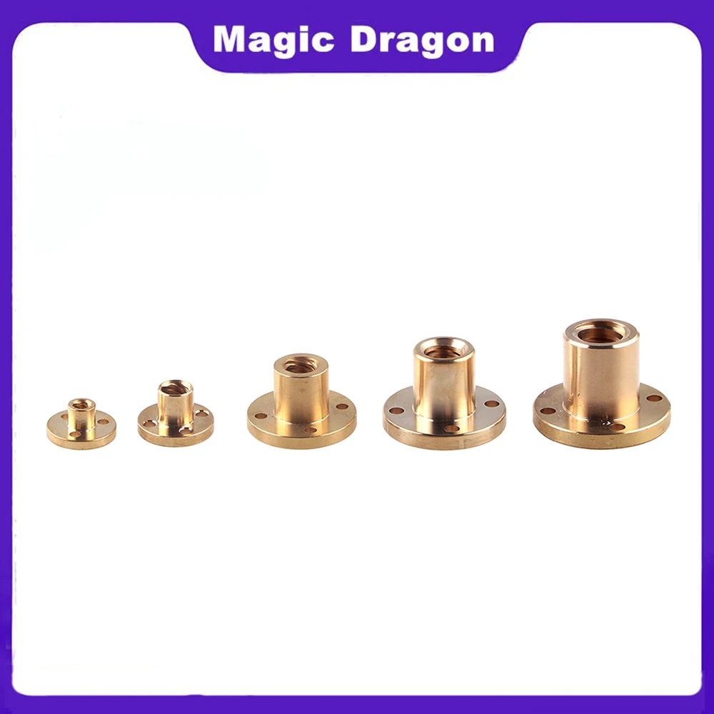 10PCS T10 Lead Screw Nut Pitch 2mm Lead 1/2/3/4/8/10mm/12mm/14mm Brass Lead Screw Nut For CNC Parts 3D Printer