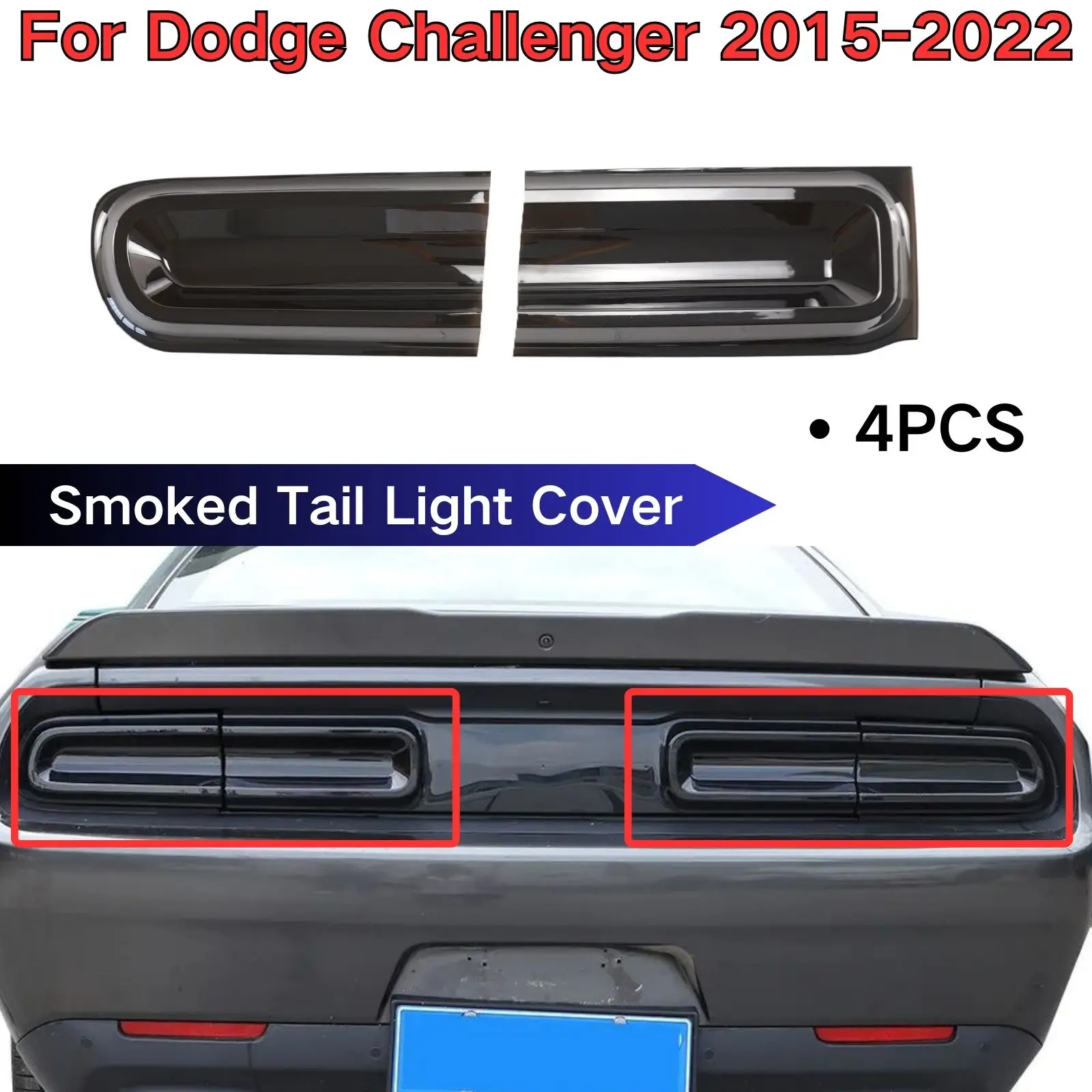 

For Dodge Challenger 2015-2022 Smoked Tail Light Cover Car Accessories Lamp Decoration Exterior Trim Smoked Black Body Kit