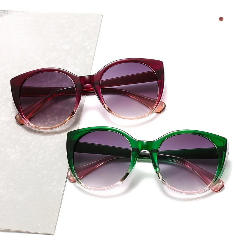 Gafas De sol estilo ojo De gato Vintage para mujer, gafas con gradiente De gran tamaño De marca a la moda, gafas De sol Retro De leopardo azul, Lunette De Soleil Femme