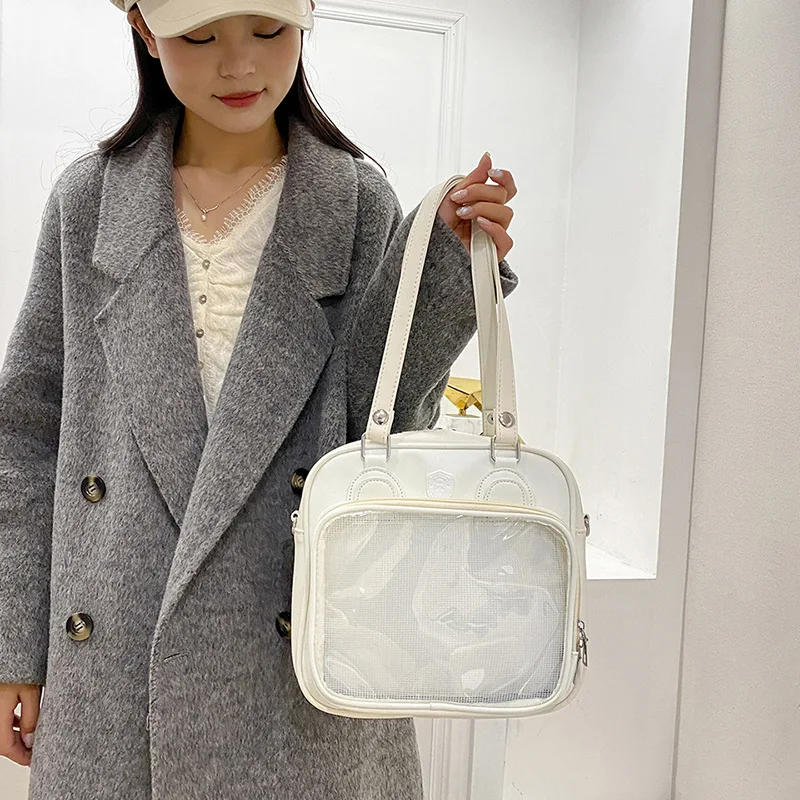 Transparent Zipper Simple All Match Ita Bags Casual Y2k Aesthetic Fashion Shoulder Crossbody Bag Korean Women Students Backpacks