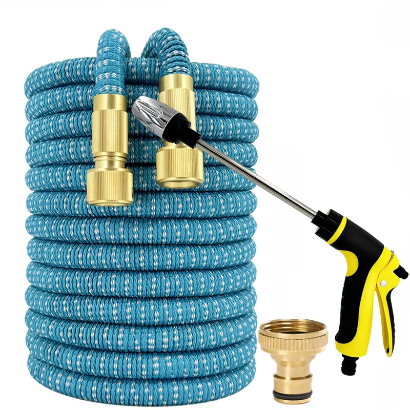 Garden Hose Reel Expandable Watering Pipe High-Pressure Long Pole Car Wash Gun, Garden Irrigation Magic Hose 25-125FT