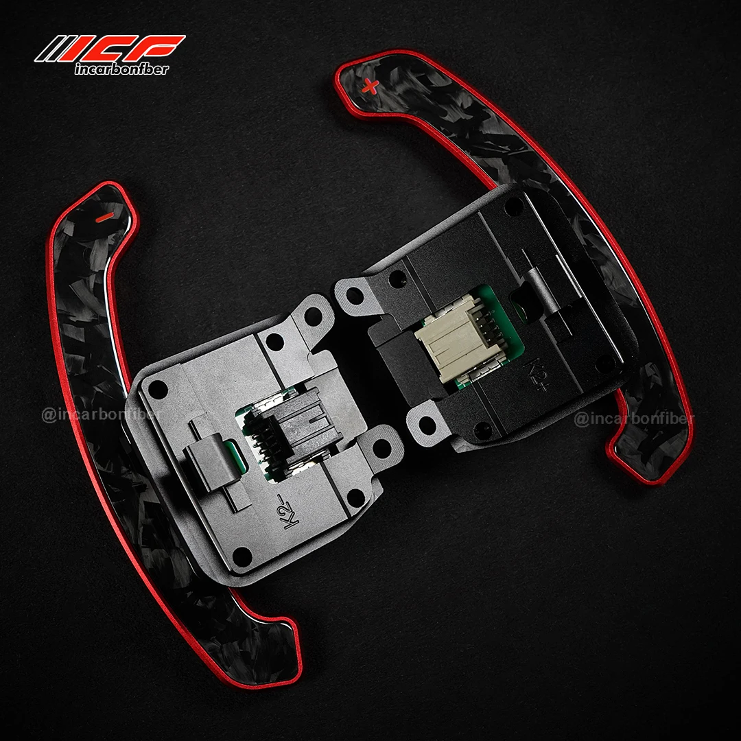 

Glossy Forged Carbon Fiber Magnetic Paddle Shifters for Corvette C8 Steering Wheel Shift Paddle with Aluminum Alloy Back Cover