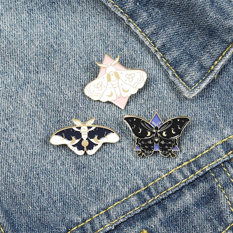 Butterfly Series Enamel Pins Insect Flying Moth Brooch Moon Phase Moth SHE/HER Backpack Badge Accessories Gifts Jewelry