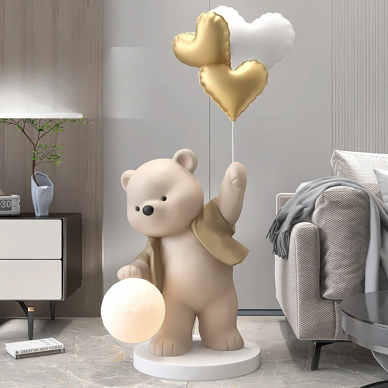 

Bear Figure Large Floor-To-Ceiling Living Room Home TV Cabinet Sofa Decoration