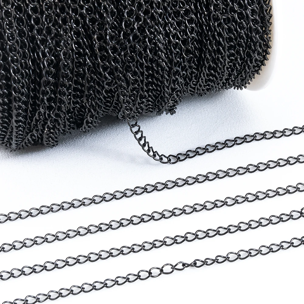 

2 Meters Niche Black Extended Chain Stainless Steel O-shaped Chain for DIY Necklace Making Jewelry Accessories